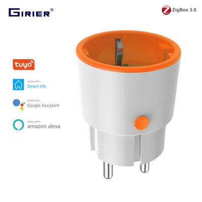 GIRIER Tuya ZigBee 3.0 Smart Plug Socket EU 16A su maitinimo monitoriaus laikmačio balso funkcijomis Veikia su Alexa Google Home Smart Life