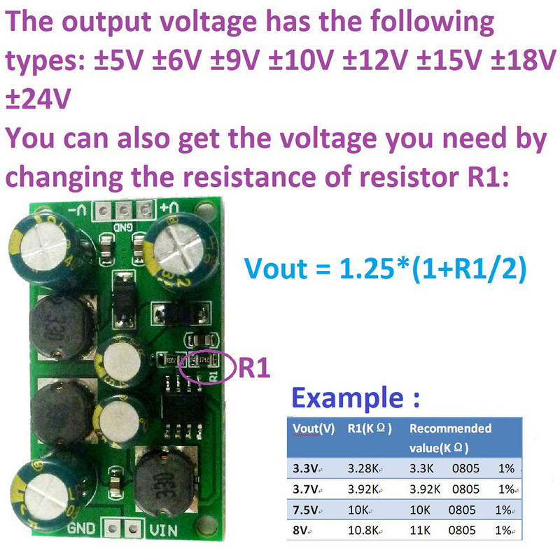 Modul convertizor DC-DC 2 în 1 8W Boost-Buck Placă de reglare a tensiunii de ieșire duală 3-24V la 5V 6V 9V 10V 12V 15V 18V 24V Convertor