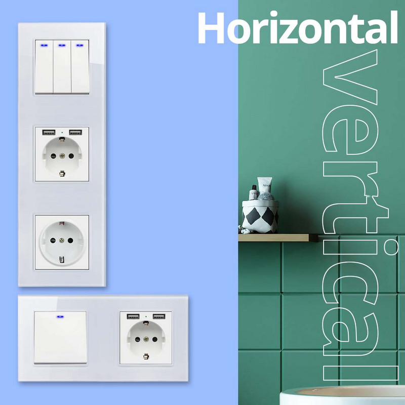 Wallpad Panou de sticlă albă Comutator de lumină de perete Doar cheie funcție DIY Combinație gratuită 52*52mm 1 2 3 4 5 Cadru multiplu