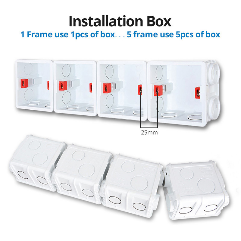 Wallpad Panou de sticlă albă Comutator de lumină de perete Doar cheie funcție DIY Combinație gratuită 52*52mm 1 2 3 4 5 Cadru multiplu