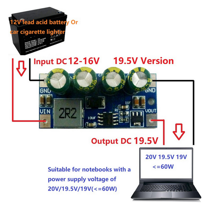 DC 3.7V-18V la 5V 6V 9V 12V 15V 19.5V DC DC Step-Up Board Boost Converter 60W High Power Boost Module Protecție la scurtcircuit