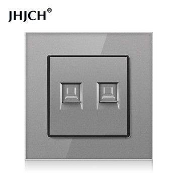 JHJCH-Panel de cristal de 1 entrada RJ45, Connector de Internet CAT6, TV, Tel,toma de datos de pared