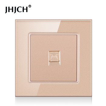 JHJCH-Panel de cristal de 1 entrada RJ45, Connector de Internet CAT6, TV, Tel,toma de datos de pared