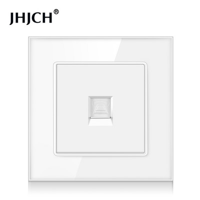 JHJCH-Cristal Panel de 1 entrada RJ45, Conector de Internet CAT6, TV, Tel, toma de pared