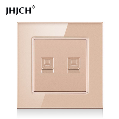 JHJCH-Cristal Panel de 1 entrada RJ45, Conector de Internet CAT6, TV, Tel, toma de pared
