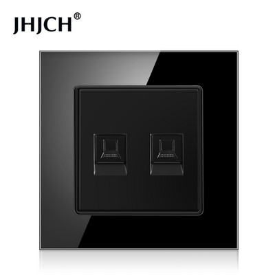 JHJCH-Cristal Panel de 1 entrada RJ45, Conector de Internet CAT6, TV, Tel, toma de pared