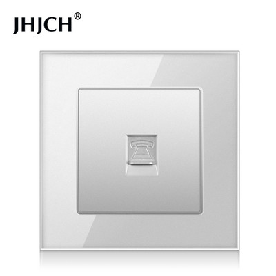JHJCH-Cristal Panel de 1 entrada RJ45, Conector de Internet CAT6, TV, Tel, toma de pared