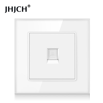 JHJCH-Cristal Panel de 1 entrada RJ45, Conector de Internet CAT6, TV, Tel, toma de pared