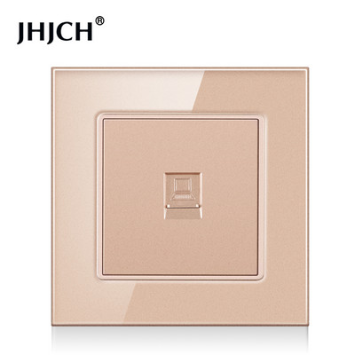 JHJCH-Cristal Panel de 1 entrada RJ45, Conector de Internet CAT6, TV, Tel, toma de pared