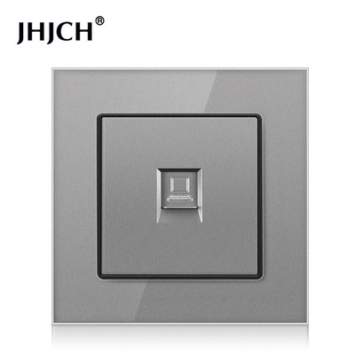 JHJCH-Cristal Panel de 1 entrada RJ45, Conector de Internet CAT6, TV, Tel, toma de pared