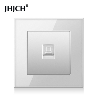 JHJCH-Cristal Panel de 1 entrada RJ45, Conector de Internet CAT6, TV, Tel, toma de pared
