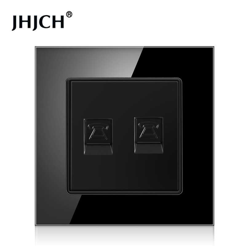 JHJCH-Cristal Panel de 1 entrada RJ45, Conector de Internet CAT6, TV, Tel, toma de pared