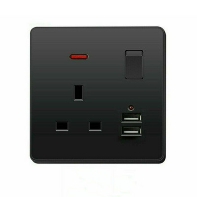 Priză din plastic Indicator LED Încărcare rapidă Port încărcător USB standard Regatul Unit Priză dublă de perete Priză Prize electrice