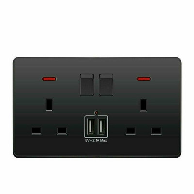 Priză din plastic Indicator LED Încărcare rapidă Port încărcător USB standard Regatul Unit Priză dublă de perete Priză Prize electrice