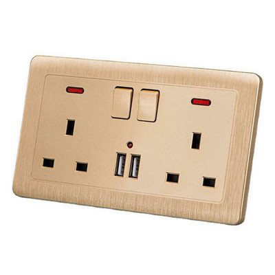 Priză din plastic Indicator LED Încărcare rapidă Port încărcător USB standard Regatul Unit Priză dublă de perete Priză Prize electrice