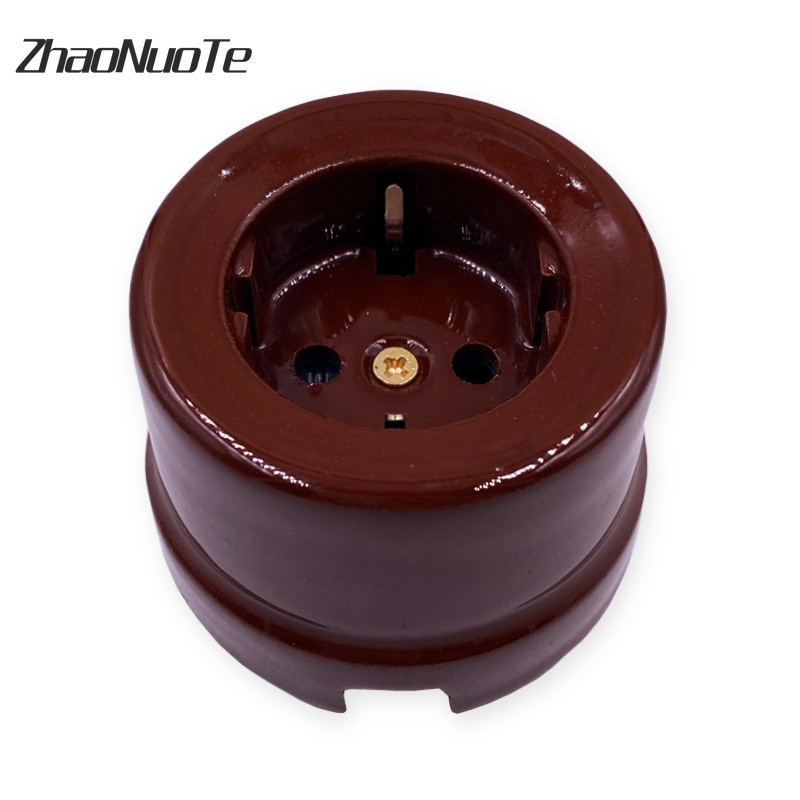 Augstas kvalitātes Eiropas keramikas elektriskā kontaktligzda sienas kontaktligzda ES standarta ligzda Integrēta 16A 250V