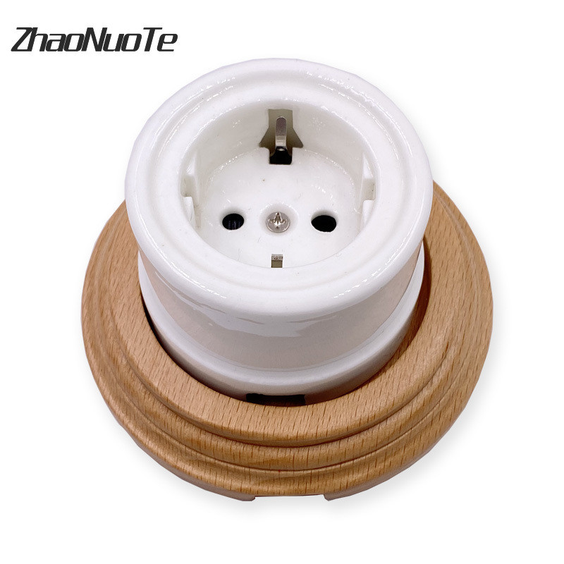 Augstas kvalitātes Eiropas keramikas elektriskā kontaktligzda sienas kontaktligzda ES standarta ligzda Integrēta 16A 250V