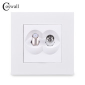 COSWALL Πρίζα τοίχου πάνελ υπολογιστή απλού στυλ Θηλυκή υποδοχή τηλεόρασης με δορυφορική έξοδο E20 Σειρά Λευκό Μαύρο Γκρι Χρυσό 4 Χρώματα