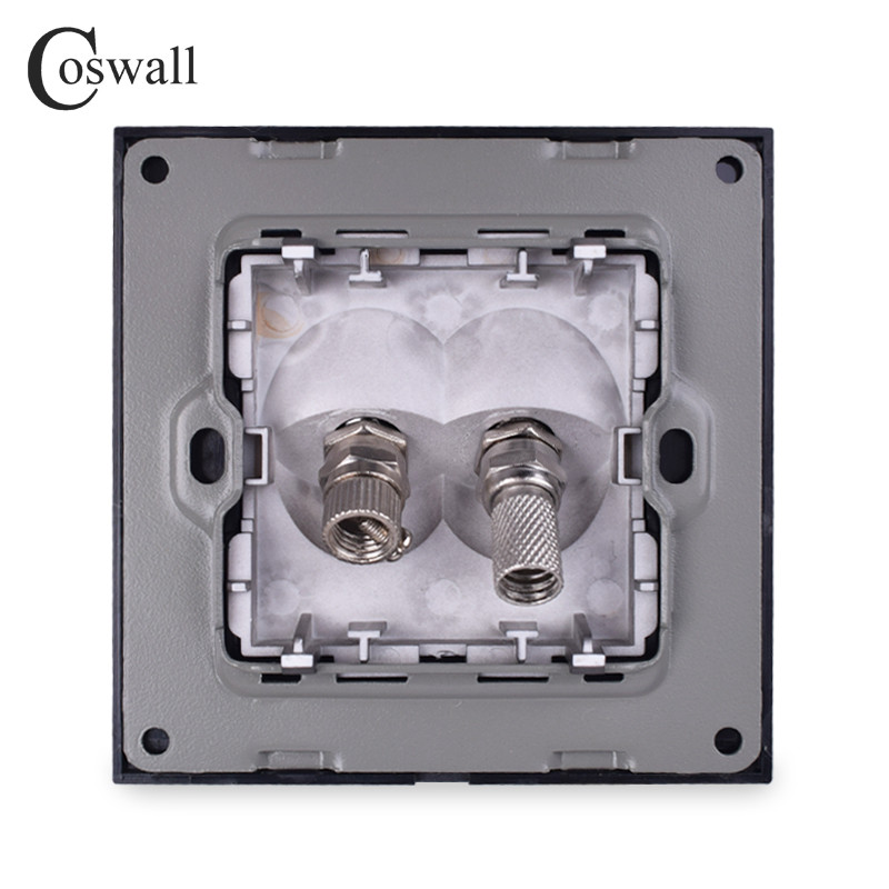 COSWALL Πρίζα τοίχου πάνελ υπολογιστή απλού στυλ Θηλυκή υποδοχή τηλεόρασης με δορυφορική έξοδο E20 Σειρά Λευκό Μαύρο Γκρι Χρυσό 4 Χρώματα