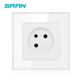 Priză SRAN standard UE Israel, panou din sticlă de cristal, prizele electrice de perete 100 ~ 250V 16A Aplicabile cutiei rotunde cutie pătrată