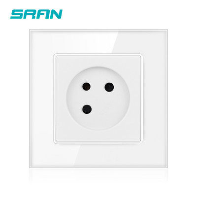 Priză SRAN standard UE Israel, panou din sticlă de cristal, prizele electrice de perete 100 ~ 250V 16A Aplicabile cutiei rotunde cutie pătrată