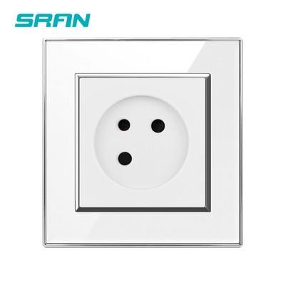 Priză SRAN standard UE Israel, panou din sticlă de cristal, prizele electrice de perete 100 ~ 250V 16A Aplicabile cutiei rotunde cutie pătrată