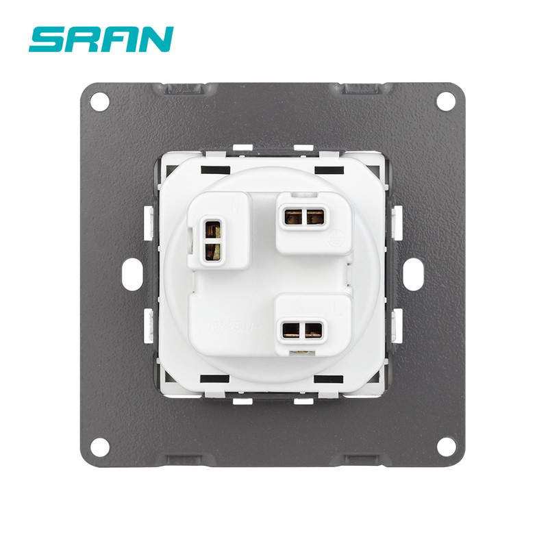 Priză SRAN standard UE Israel, panou din sticlă de cristal, prizele electrice de perete 100 ~ 250V 16A Aplicabile cutiei rotunde cutie pătrată