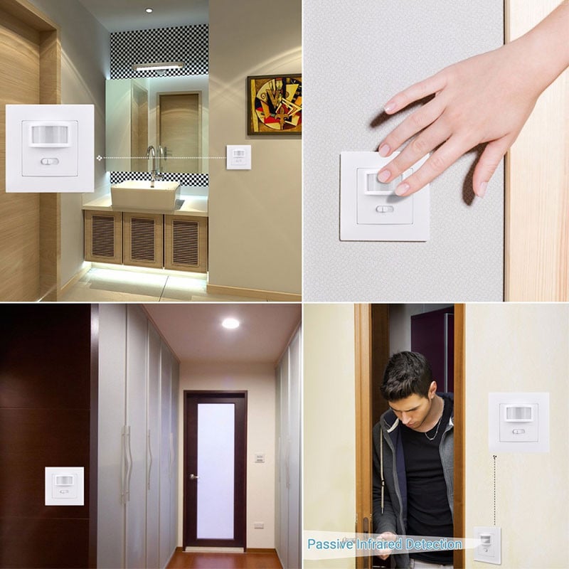 Inimkeha infrapuna-induktsioonlüliti 220-240V/AC koduvalgustuse lüliti Automaatne sisse/välja Pürolüüsiandur Seina sisseehitatud paneelandur
