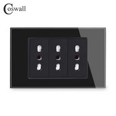 Coswall fekete edzett üveg panel fali konnektor univerzális EU / olasz / chilei konnektor gyerekeknek védő ajtóval