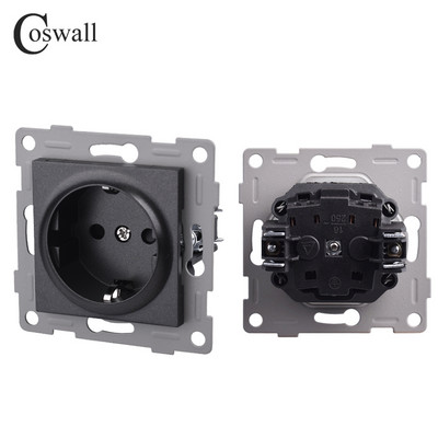 Σειρά COSWALL H Λευκός / Μαύρος τοίχος ΕΕ Standard Schuko Socket Διπλή μονάδα φόρτισης USB Type-C DIY