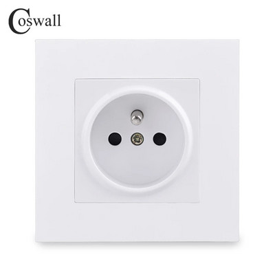 COSWALL francia lengyel szabványos fali tápcsatlakozó, földelt USB A és C típusú töltőport PC panel fehér E20 sorozat
