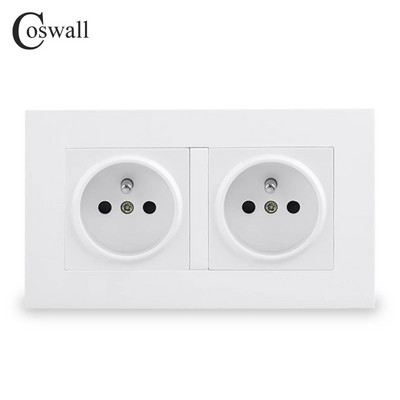 COSWALL francia lengyel szabványos fali tápcsatlakozó, földelt USB A és C típusú töltőport PC panel fehér E20 sorozat