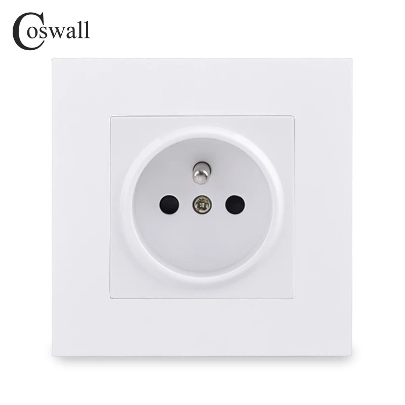 COSWALL francia lengyel szabványos fali tápcsatlakozó, földelt USB A és C típusú töltőport PC panel fehér E20 sorozat