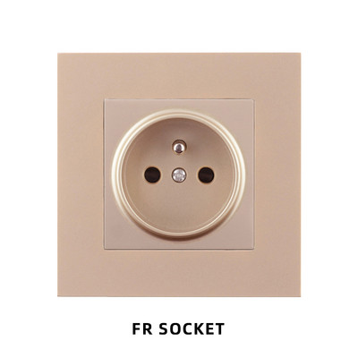 Avoir Стенен контакт FR Френски стандартен щепсел Електрически контакти Пластмасов панел Електрически контакти 86mm * 86mm 16A Бял Черен Сив Златен