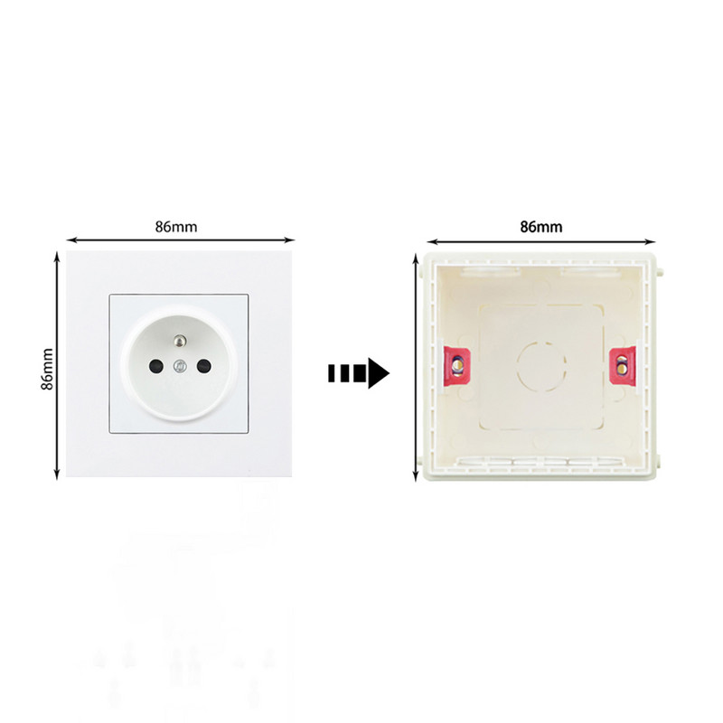 Avoir Стенен контакт FR Френски стандартен щепсел Електрически контакти Пластмасов панел Електрически контакти 86mm * 86mm 16A Бял Черен Сив Златен