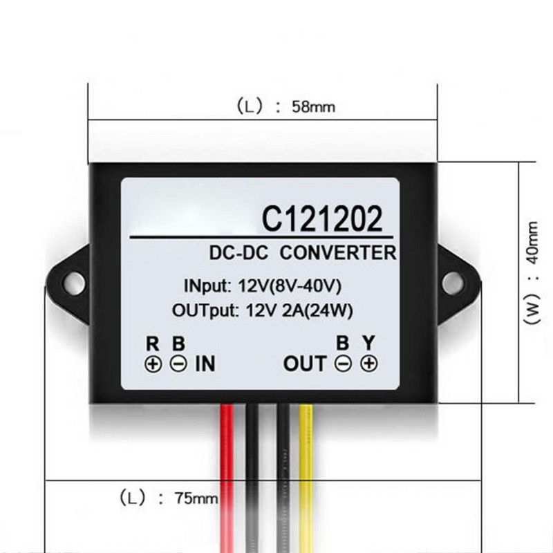 Dodaci za regulator napona C121202 DC 12V na DC 12V 2A vodootporni adapter za stabilizator Dodaci za automobile