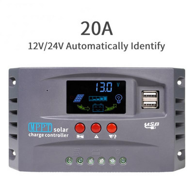 Controler de încărcare solară CoRui 10A 20A 30A MPPT Regulator de 12V 24V cu afișaj LCD Încărcare USB dublă Consumabile pentru casă inteligentă