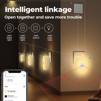 WiFi интелигентна човешка индукционна малка нощна лампа с множество предавки за затъмняване Домашна нощна лампа Цветна лампа за спалня