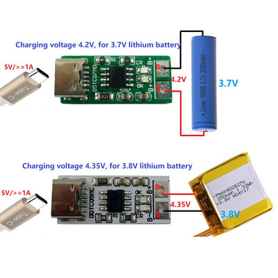 C típusú USB 5V–4,2V 4,35V Li-ion Li-Po lítium akkumulátortöltő modul 3,7V 3,8V 18650 mobiltelefon-akkumulátorhoz