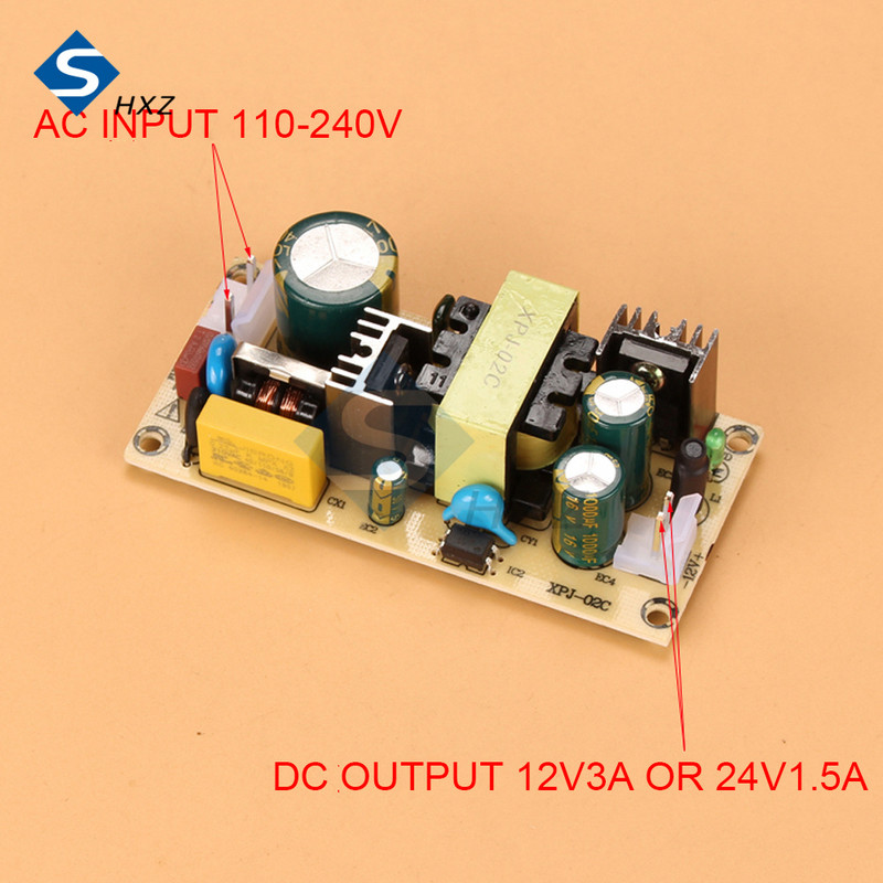 AC-DC 12V3A 24V1.5A 36W kapcsoló tápegység modul csupasz áramkör 220V–12V 24V áramköri lap cserére/javításra