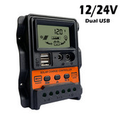 Controler de încărcare solară Ieșire dublă USB Controler de putere fotovoltaică 12V 24V 10A 20A 30A Controler solar Afișaj LCD solar