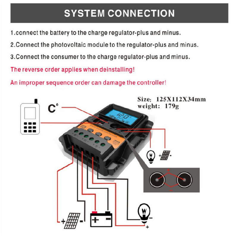 Controler de încărcare solară Ieșire dublă USB Controler de putere fotovoltaică 12V 24V 10A 20A 30A Controler solar Afișaj LCD solar
