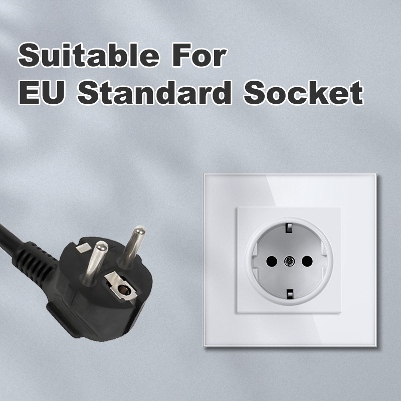 Novski Priză de perete standard european UE Rusia Germania Spania, Negru Alb Gri Cristal Panou, 250V 16A, Priză de perete din sticlă