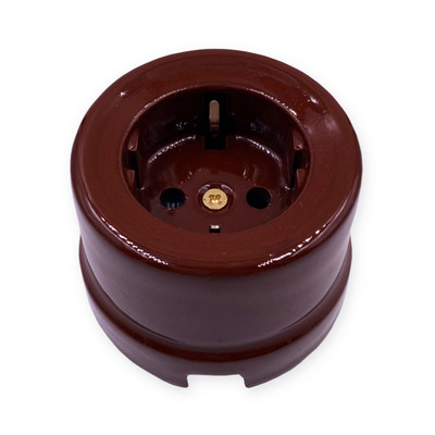 Βελτίωση σπιτιού Ρετρό κεραμική ΕΕ Ηλεκτρική πρίζα τοίχου 1-3 οπών Ξύλινη βάση σε ευρωπαϊκό στιλ πρίζα τοίχου