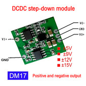 DC-DC leléptető tápegység modul feszültségátalakító DC 7V-28V DC 5V 9V 12V 15V pozitív negatív kettős kimenet