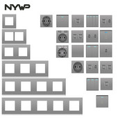 NYWP nástenný montážny modul DIY európsky štandard PC sivý panel zásuvka spínač tlačidlo funkcia bezplatná kombinácia