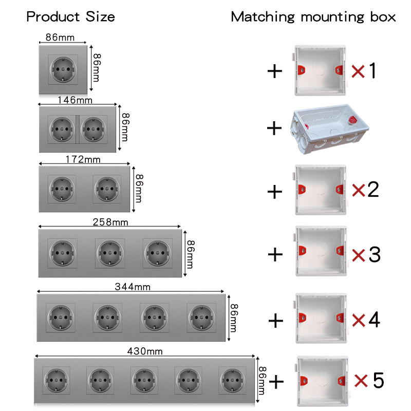 NYWP nástenný montážny modul DIY európsky štandard PC sivý panel zásuvka spínač tlačidlo funkcia bezplatná kombinácia