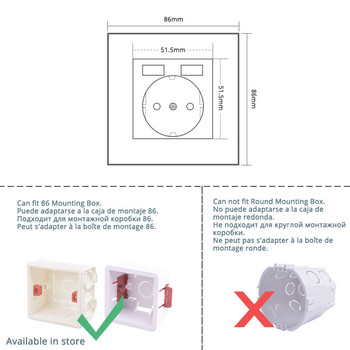 Γυάλινο πάνελ COSWALL EU Russia Πρίζα τοίχου με γείωση με διπλό γρήγορο φορτιστή USB 18W Type-A & C