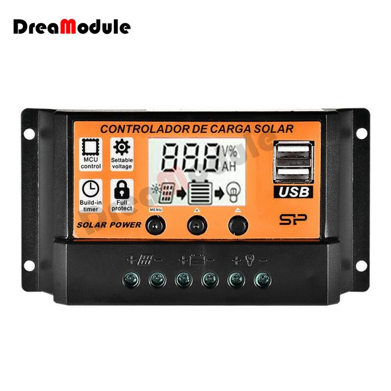 100A päikeseenergia laadimiskontroller päikesepaneeli kontroller 12V/24V reguleeritav LCD-ekraan päikesepaneeli aku regulaator USB-pordiga