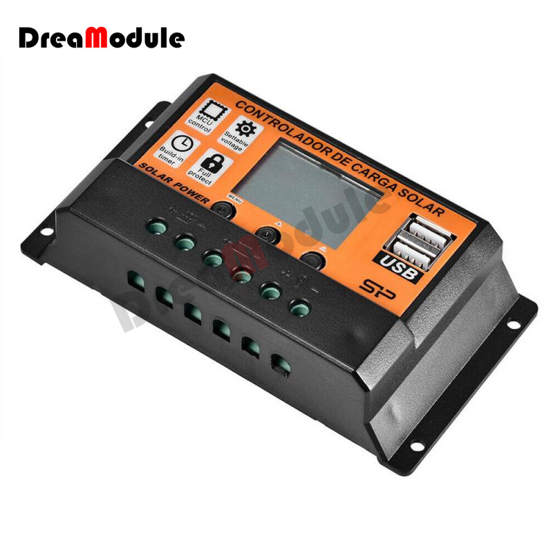 100A päikeseenergia laadimiskontroller päikesepaneeli kontroller 12V/24V reguleeritav LCD-ekraan päikesepaneeli aku regulaator USB-pordiga